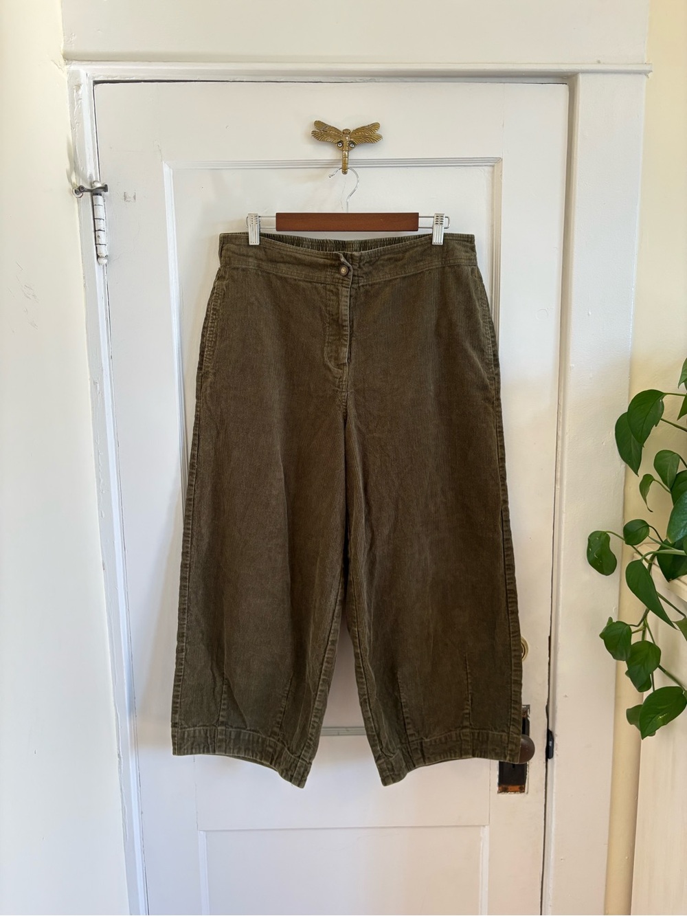 POETRY Cropped Hemp & Organic Cotton Cord Green Barrel Trousers 12